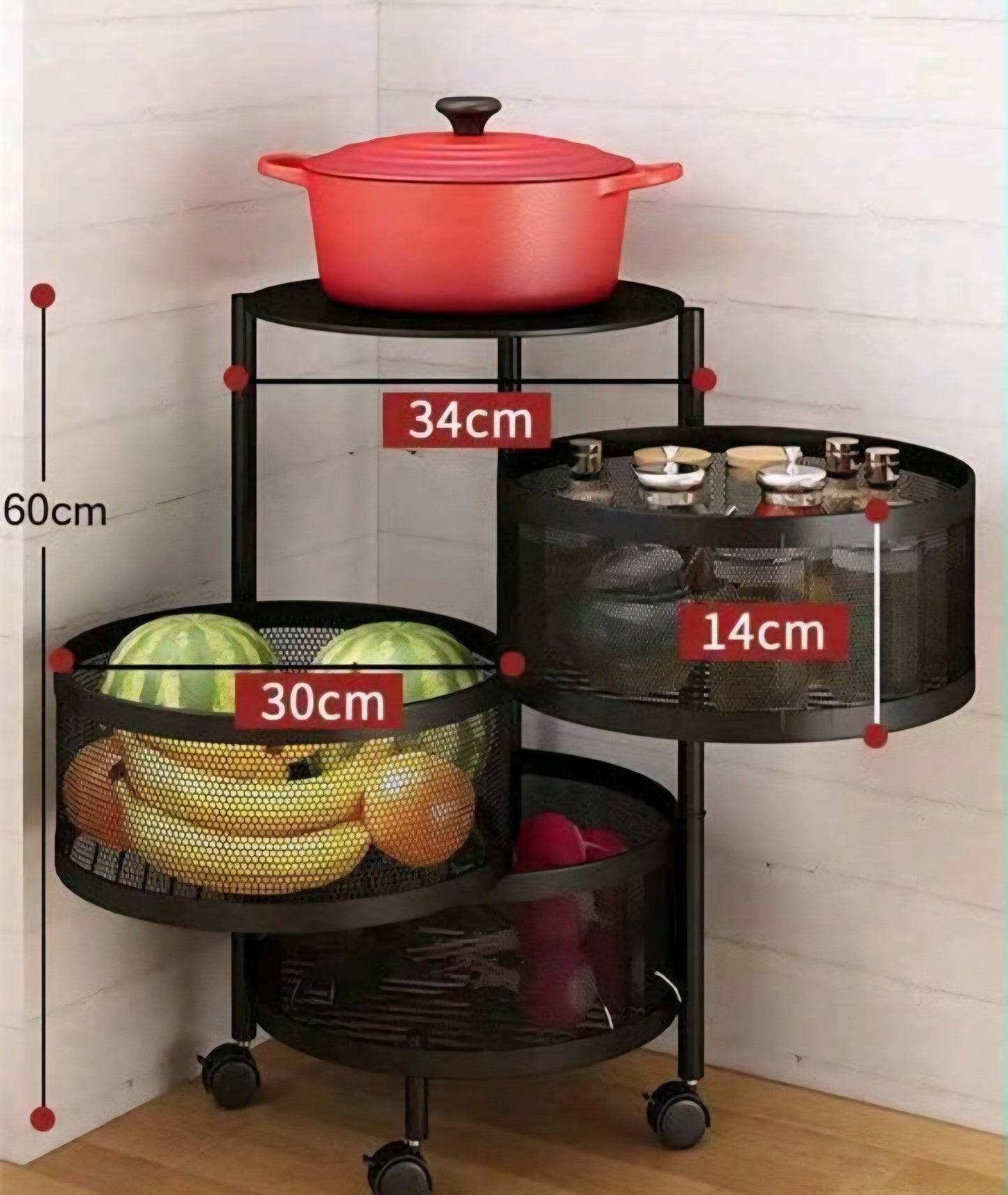 Multi-Layer Metal Basket for Fruits and Vegetables